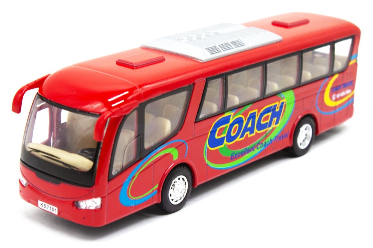 Инерционный автобус Coach красный Kinsmart