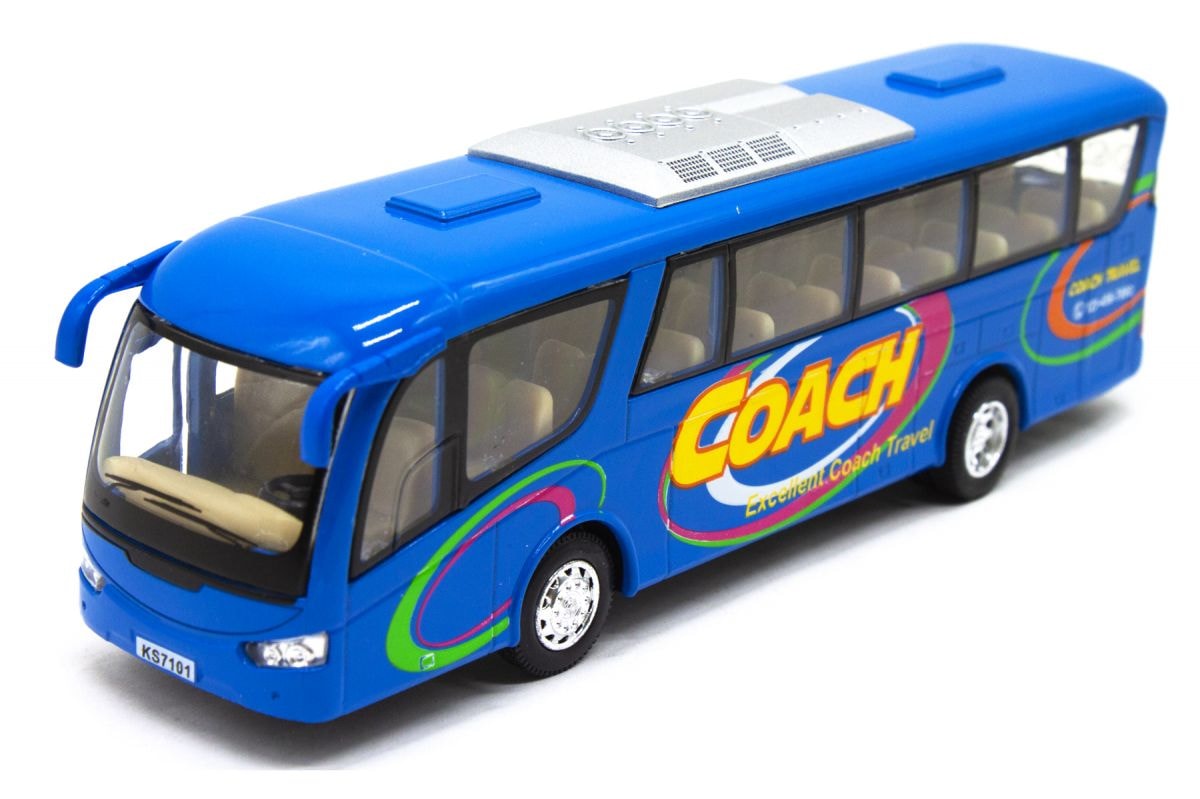 Инерционный автобус Coach синий Kinsmart