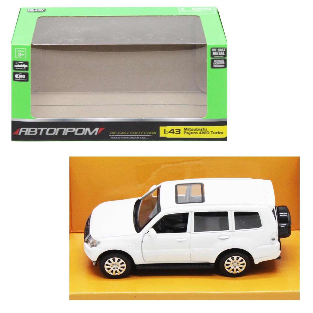 Машина Автопром Mitsubishi Pajero біла інерційна 1:43