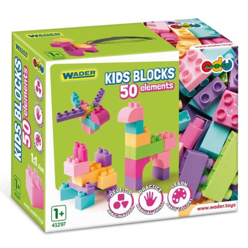 Конструктор пластиковий Kids Blocks 50 елементів рожевий