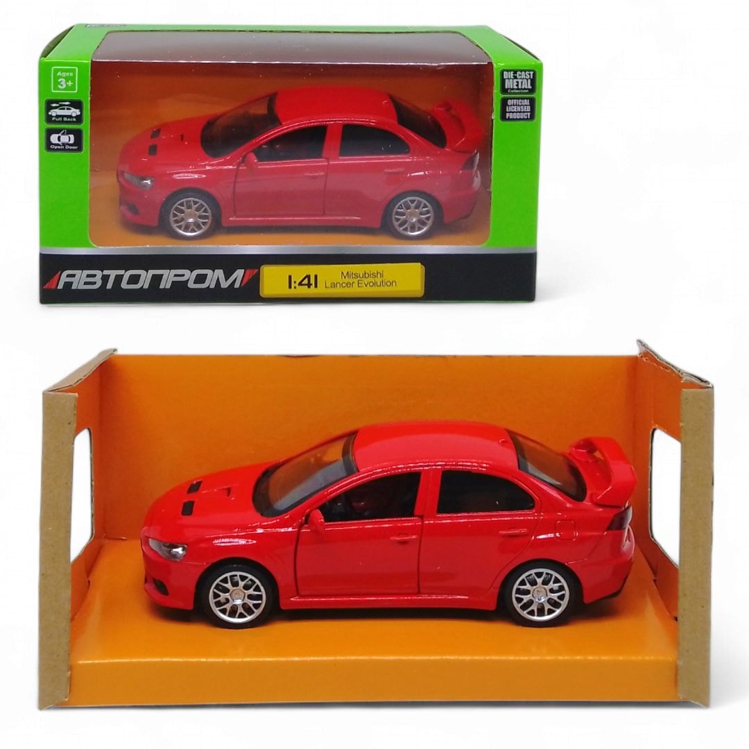 Машинка металева Mitsubishi Lancer Evolution Автопром червона купити