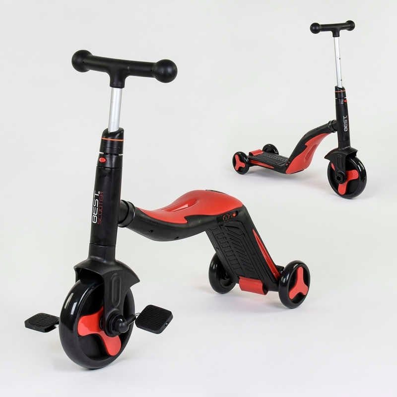 Самокат 3в1 Best Scooter червоний зі світлом та музикою