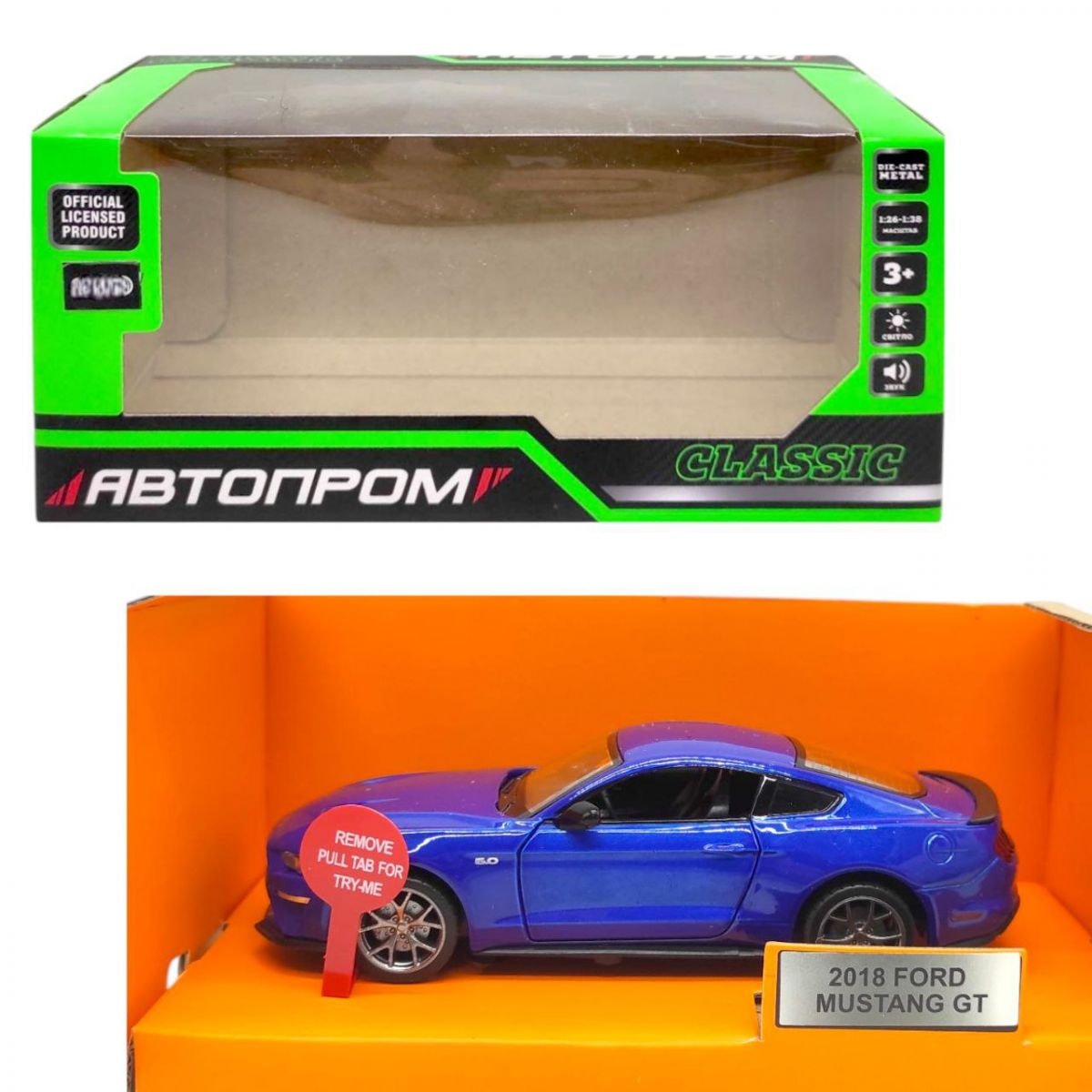 Машина металева Автопром 1:34 Ford Mustang GT – купити