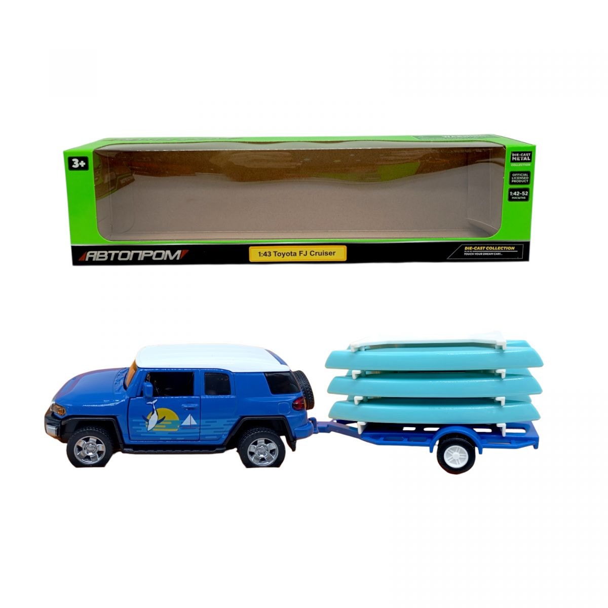 Машина+прицеп мет. 1:43 Toyota FJ