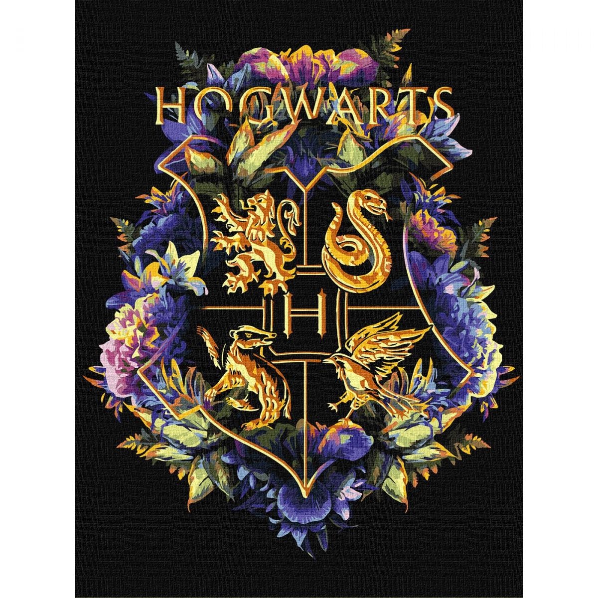 Картина за номерами Harry Potter Герб Гоґвортсу металік 30х40 см