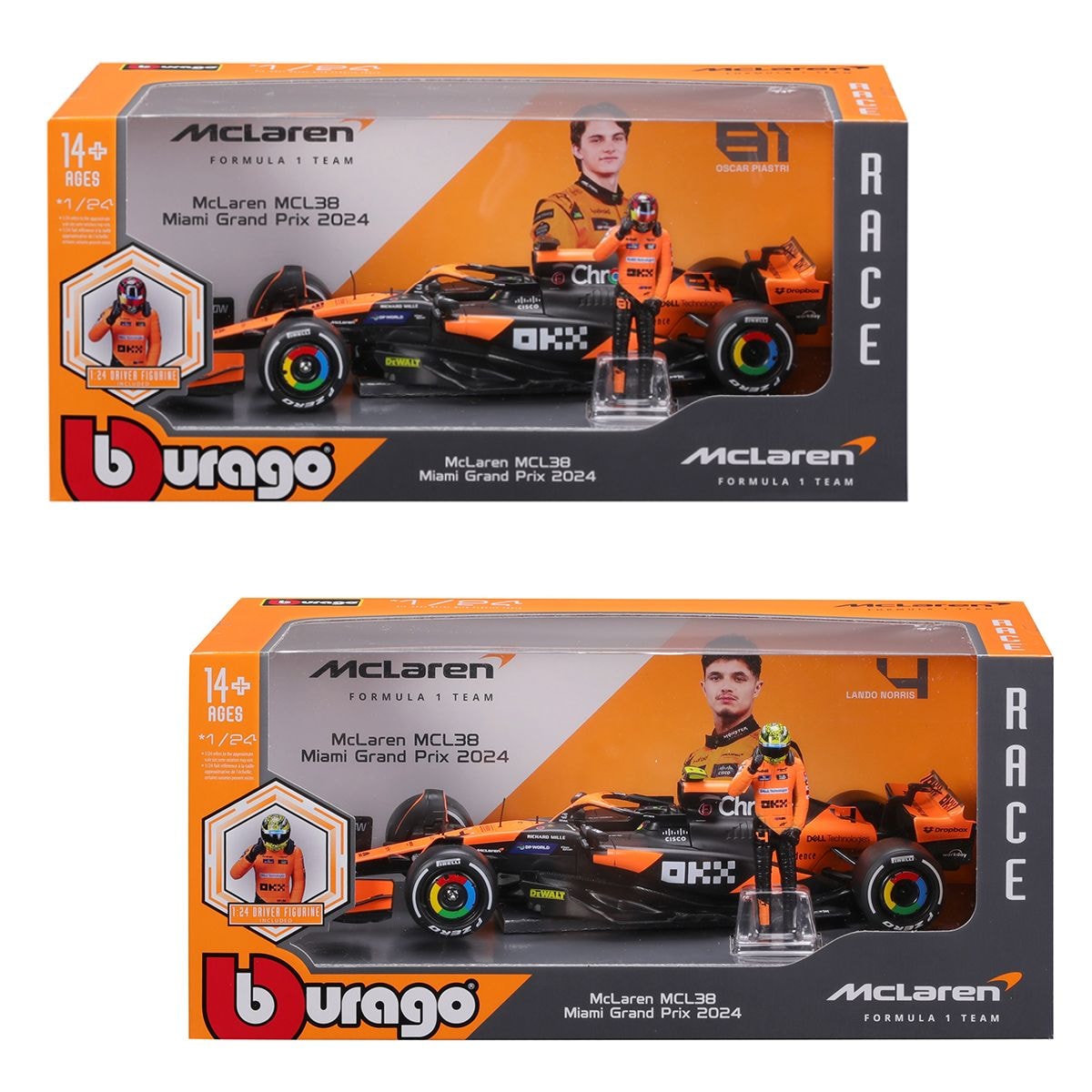 Автомодель з фігуркою McLaren MCL38 1:24 Bburago