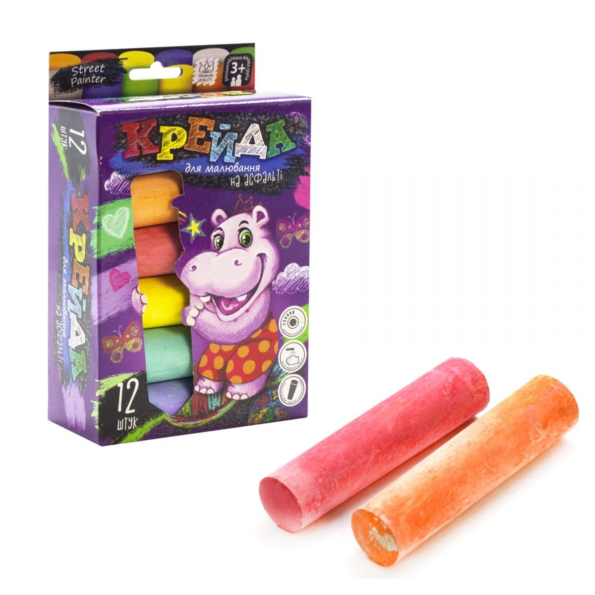 Крейда для асфальту велика 12 шт Dankotoys